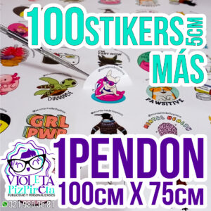 100 Stikers + 1 Pendón